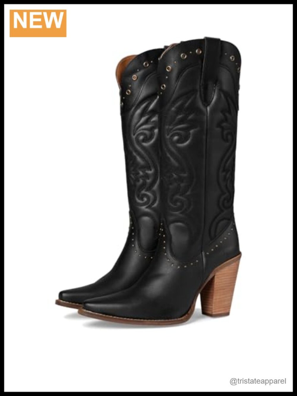 Dingo Rock N' Rebel Women's Knee-High Leather Boots Snip Toe Block Heel